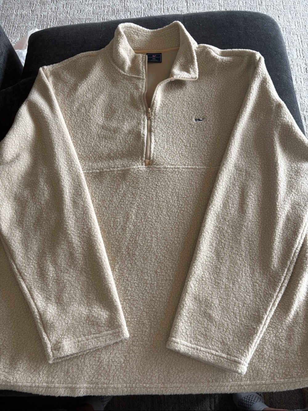 Vineyard Vines Men's Cream Sherpa Half-Zip Pullover